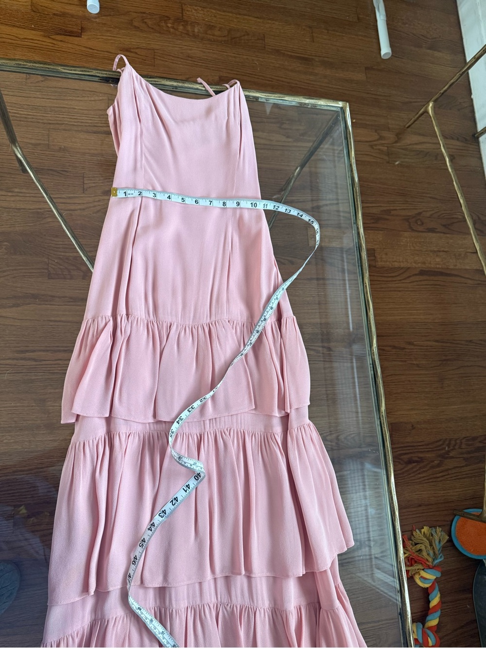 Reformation Foxglove Dress Tiered Spaghetti-Strap Maxi in Blush Size 0 - Picture 11 of 12